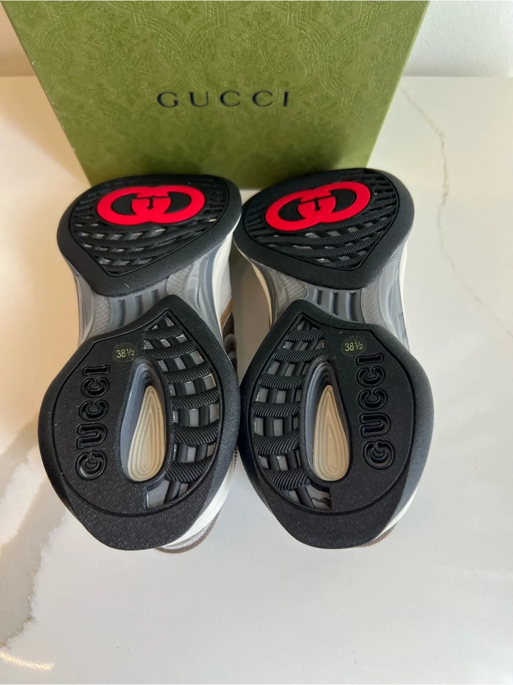 Gucci woman Run  Beige, Brown and Black Retro Runner Sneakers